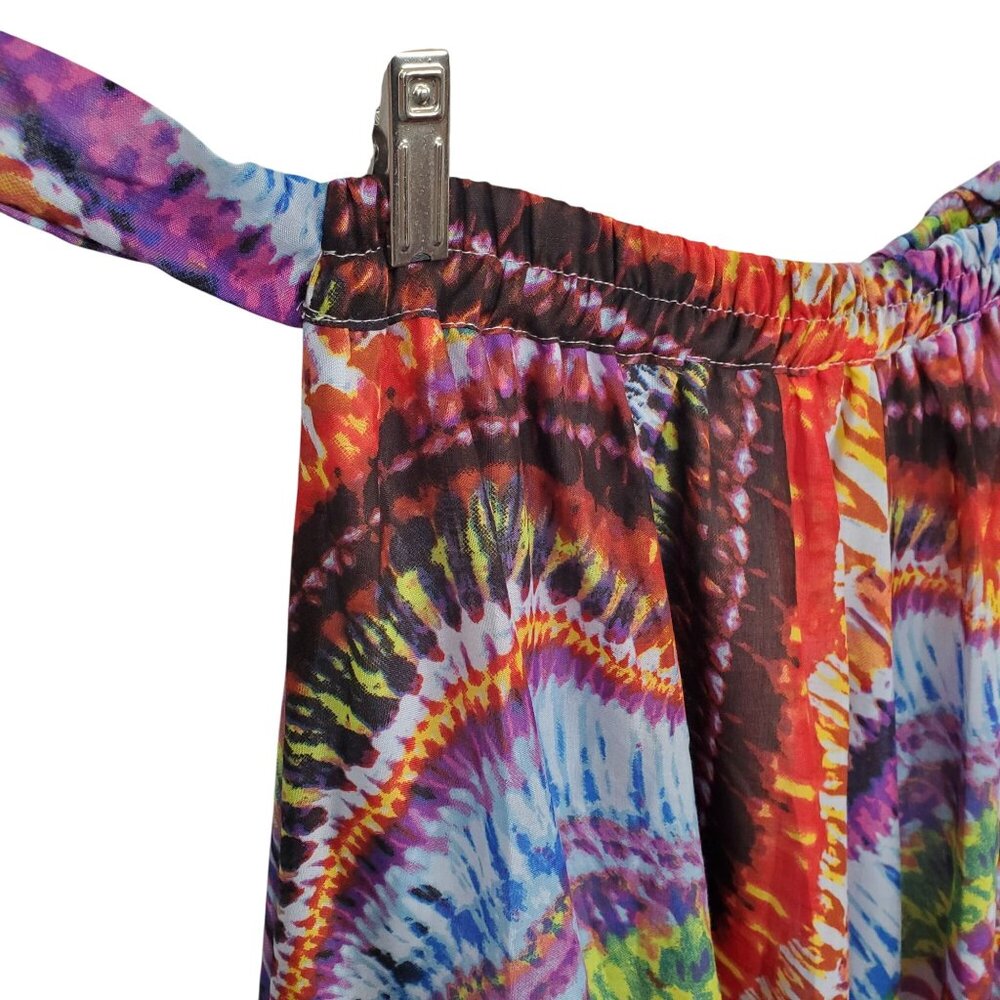 Truth NYC L Skirt Maxi Flowy Tie Dye Boho Colorful Pull On Psychedelic Vibrant - Picture 3 of 10